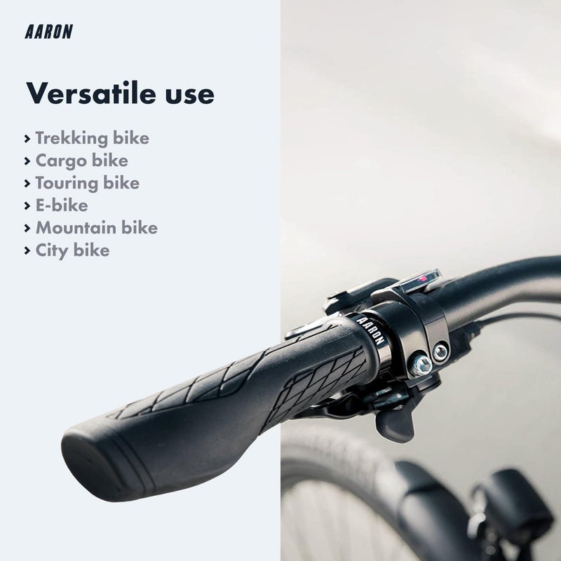 AARON FIT Handlebar Grips with Gel Cushioning, Sporty Handlebar Grips Made from Non-Slip Rubber - Lock-On Handlebar Grips for E-Bikes, Trekking Bikes, Mountain Bikes, Cross Bikes, Fixie Bikes - Black - Image 3